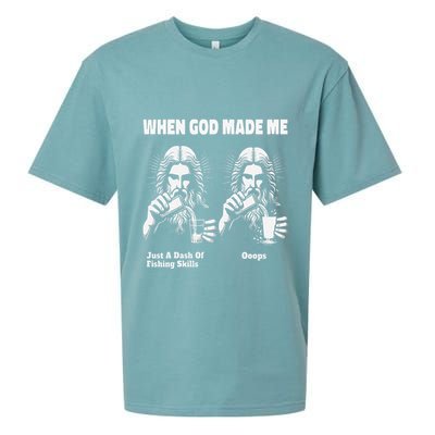 When God Made Me Just Dash Of Skills Ooops Funny Fishing Sueded Cloud Jersey T-Shirt