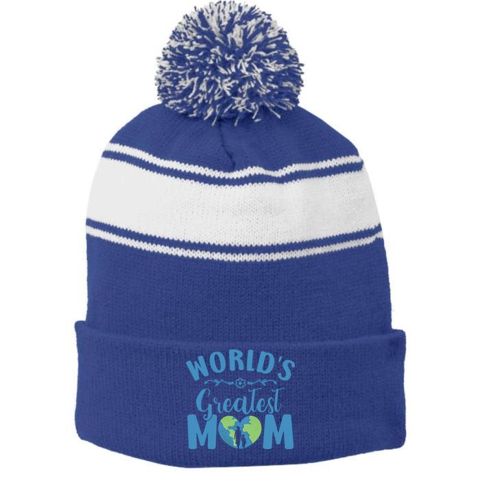 World's Greatest Mom Mamma Mommy Mammy Mum Mummy Mama Gift Stripe Pom Pom Beanie