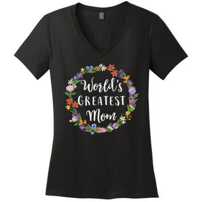 World's Greatest Mom Mother Gift Women's V-Neck T-Shirt