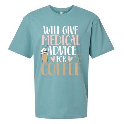 Will Give Medical Advice For Coffee Nurse Caffeine Funny Gift Sueded Cloud Jersey T-Shirt