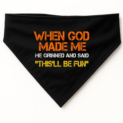 When God Made Me He Grinned Funny Meme USA-Made Doggie Bandana