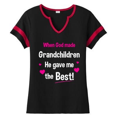 When God Made Grandchildren He Gave Me The Best Granny Gift Ladies Halftime Notch Neck Tee