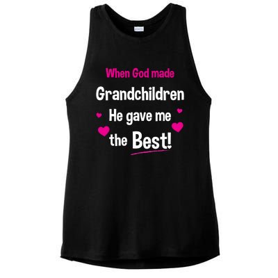 When God Made Grandchildren He Gave Me The Best Granny Gift Ladies PosiCharge Tri-Blend Wicking Tank