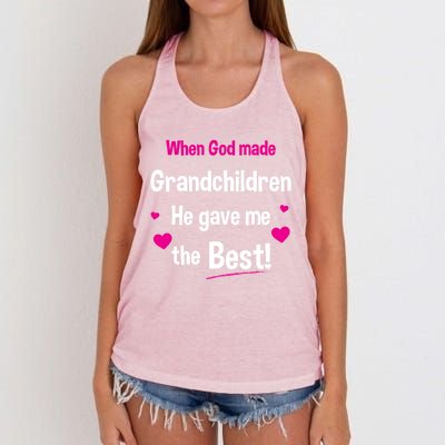 When God Made Grandchildren He Gave Me The Best Granny Gift Women's Knotted Racerback Tank