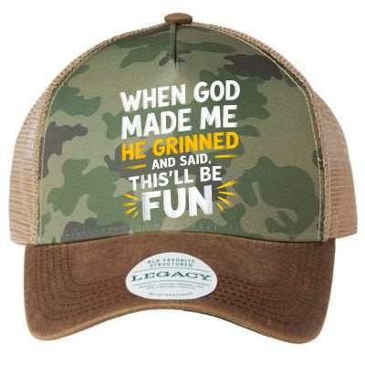 When God Made Me He Said This'll Be Fun Religious Quote Fun Legacy Tie Dye Trucker Hat