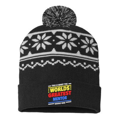 World's Greatest Mentor Saying Funny Mentor USA-Made Snowflake Beanie