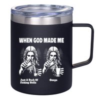 When God Made Me Just Dash Of Skills Ooops Funny Fishing 12oz Stainless Steel Coffee Mug