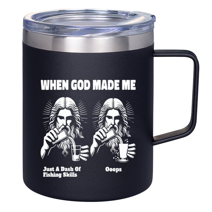 When God Made Me Just Dash Of Skills Ooops Funny Fishing 12oz Stainless Steel Coffee Mug