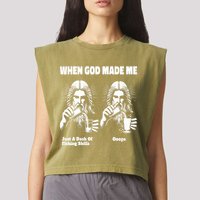 When God Made Me Just Dash Of Skills Ooops Funny Fishing Garment-Dyed Women's Muscle Tee