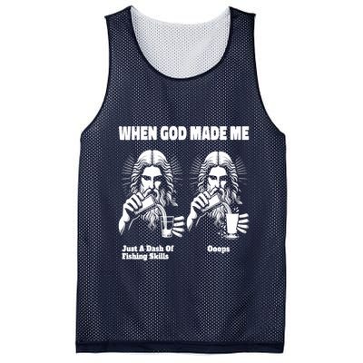 When God Made Me Just Dash Of Skills Ooops Funny Fishing Mesh Reversible Basketball Jersey Tank
