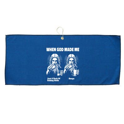 When God Made Me Just Dash Of Skills Ooops Funny Fishing Large Microfiber Waffle Golf Towel