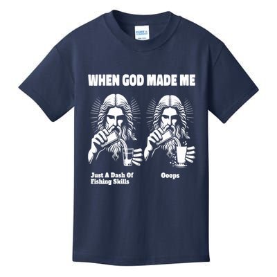 When God Made Me Just Dash Of Skills Ooops Funny Fishing Kids T-Shirt