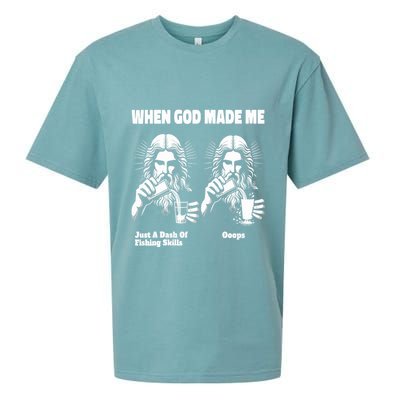 When God Made Me Just Dash Of Skills Ooops Funny Fishing Sueded Cloud Jersey T-Shirt