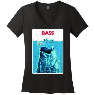 We're Gonna Need A Bigger Boat Bass Fishing Women's V-Neck T-Shirt