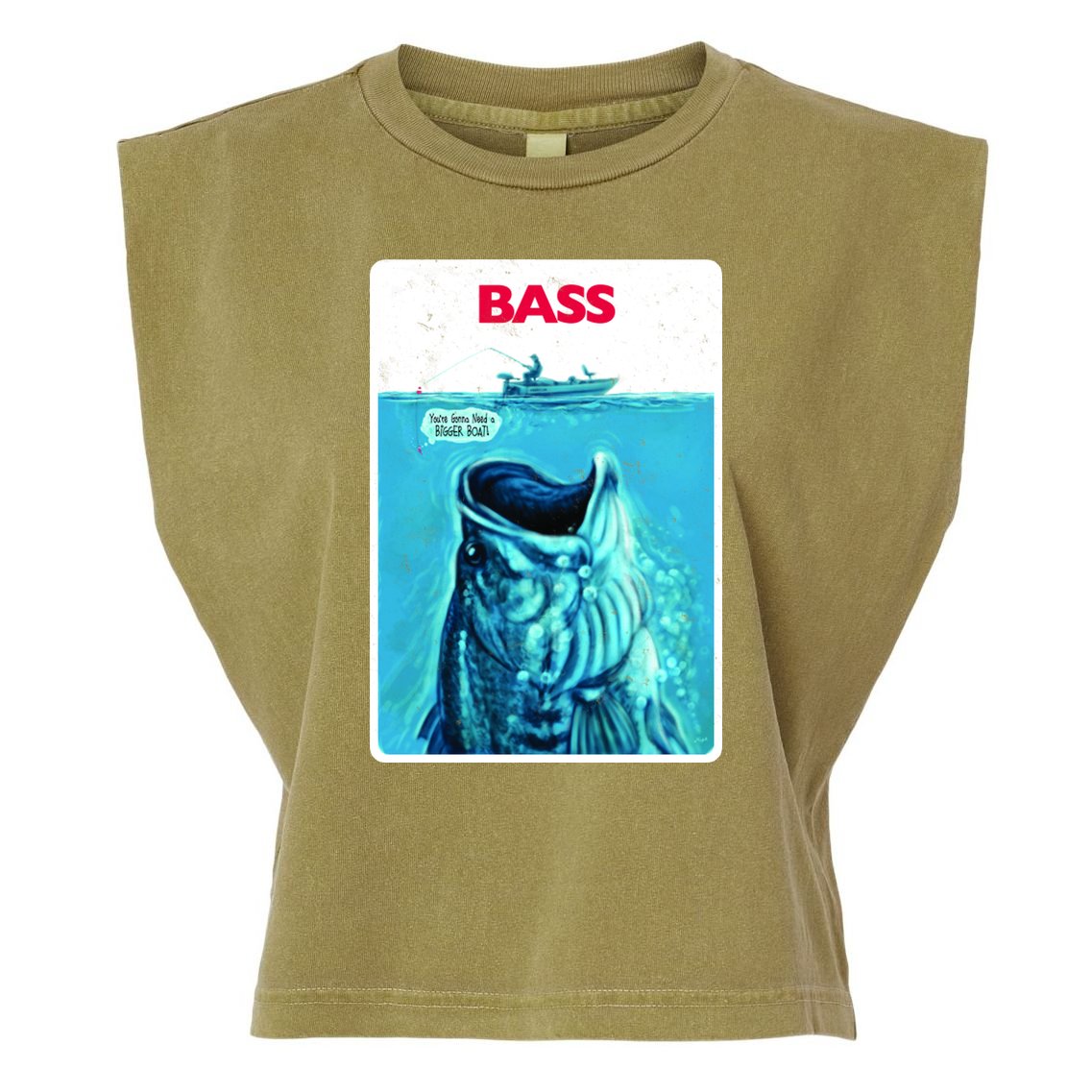 We're Gonna Need A Bigger Boat Bass Fishing Garment-Dyed Women's Muscle Tee