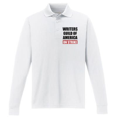 Writers Guild Of America On Strike Performance Long Sleeve Polo