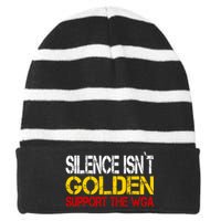 Writers Guild Of America On Strike Writers WGA Striped Beanie with Solid Band