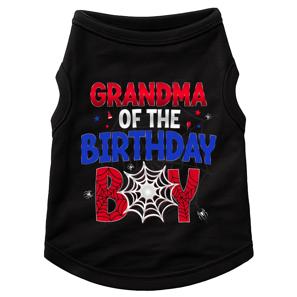 Women Grandma Of The Birthday Boy Matching Spider Web Family Doggie Tank