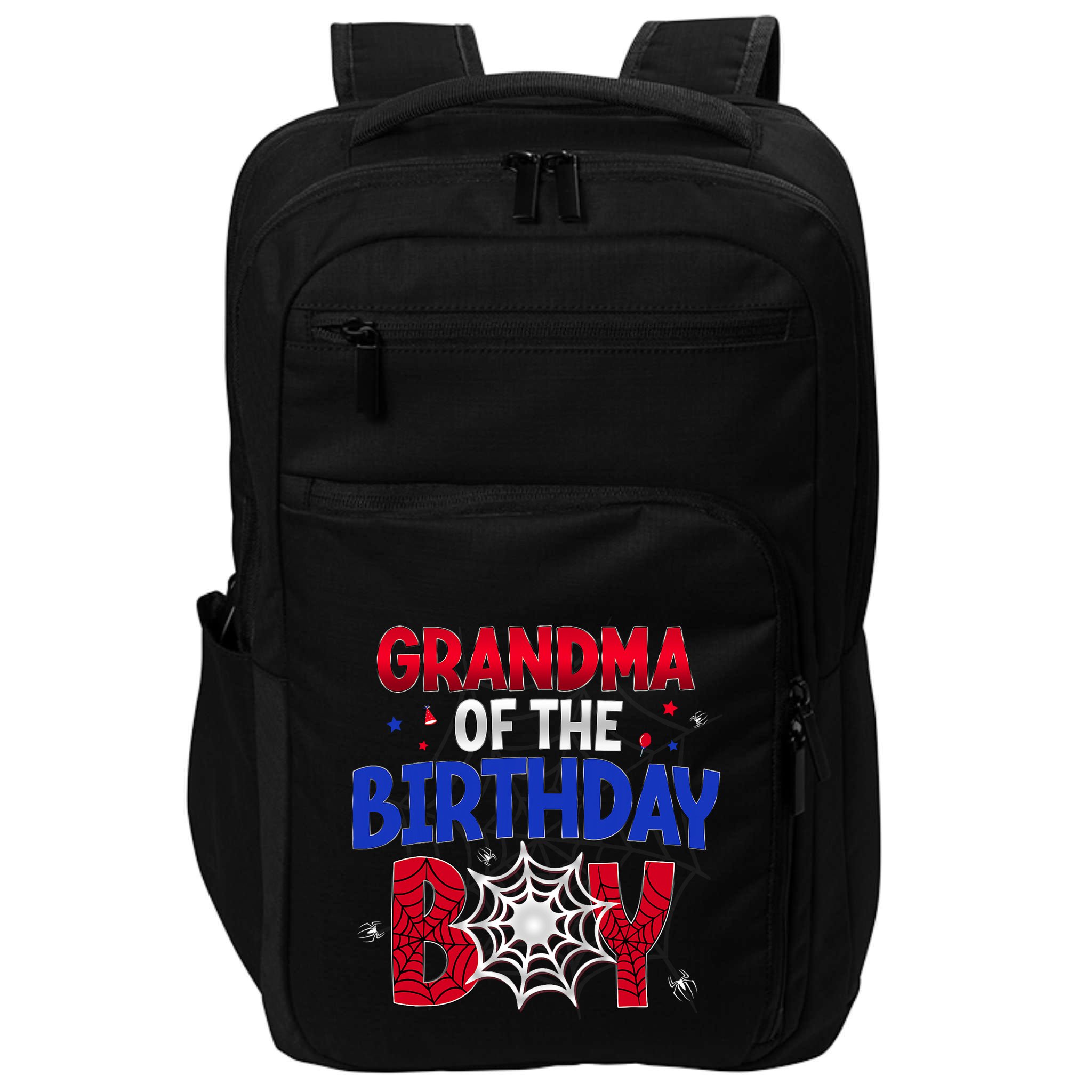 Women Grandma Of The Birthday Boy Matching Spider Web Family Impact Tech Backpack