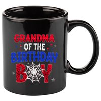 Women Grandma Of The Birthday Boy Matching Spider Web Family 11oz C Handle Ceramic Mug
