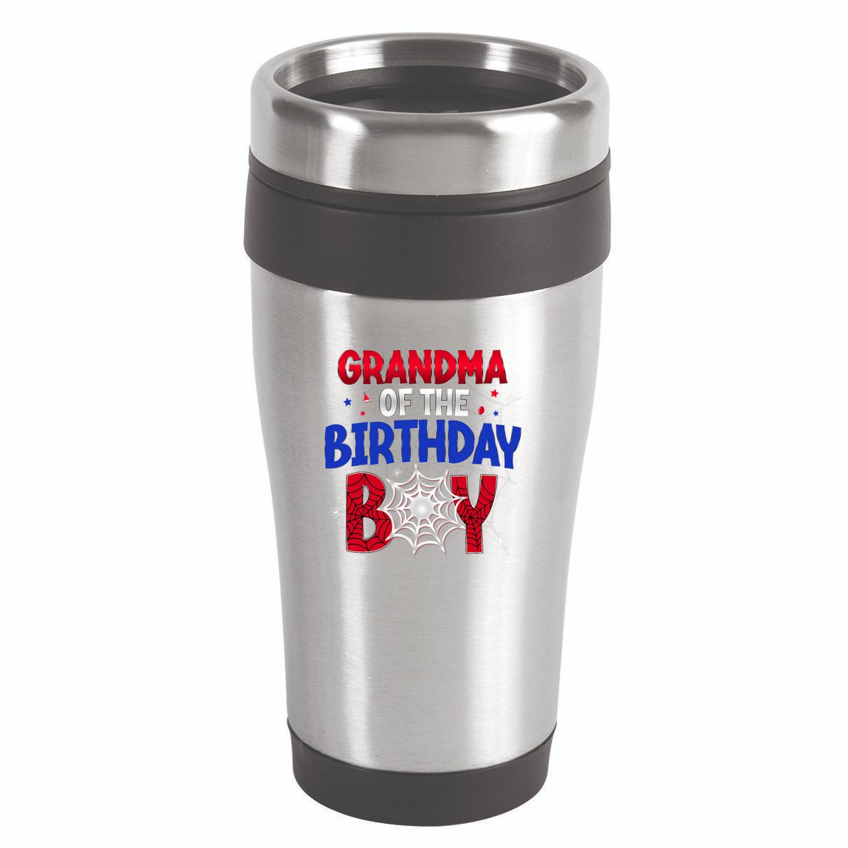 Women Grandma Of The Birthday Boy Matching Spider Web Family 16oz Travel Tumbler
