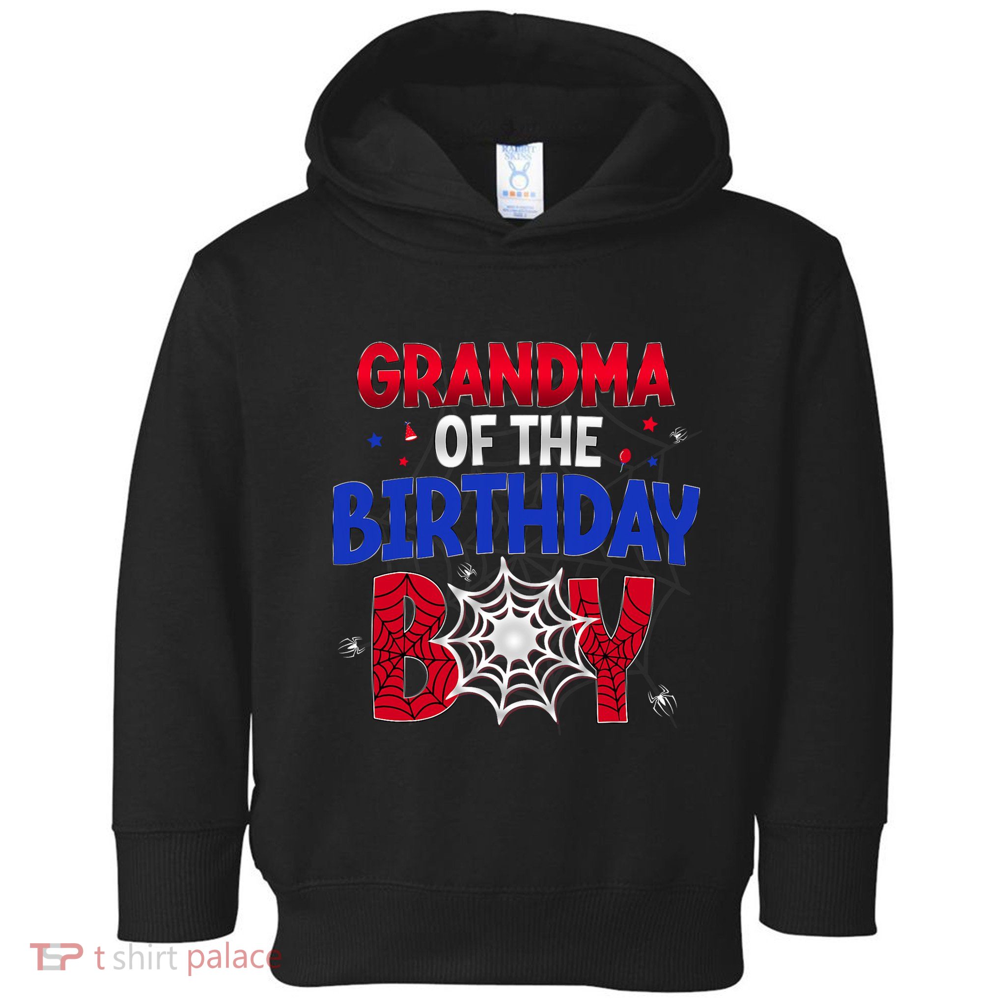 Women Grandma Of The Birthday Boy Matching Spider Web Family Toddler Hoodie
