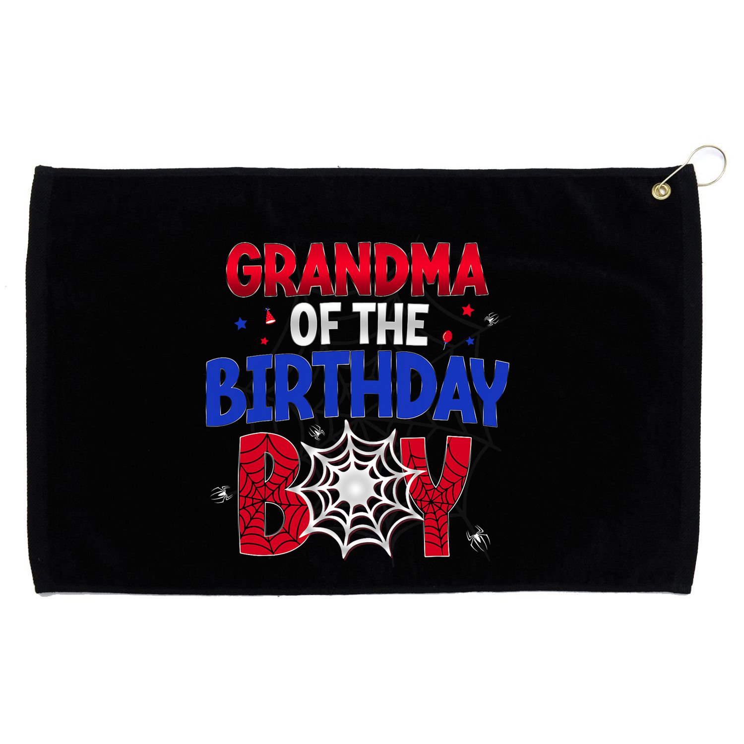 Women Grandma Of The Birthday Boy Matching Spider Web Family Grommeted Golf Towel