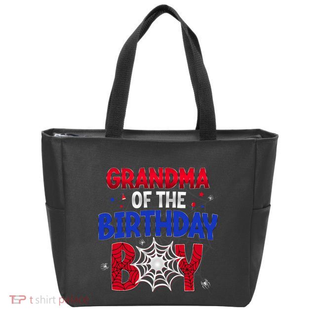 Women Grandma Of The Birthday Boy Matching Spider Web Family Zip Tote Bag