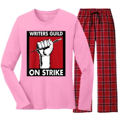 Writers Guild Of America On Strike Women's Long Sleeve Flannel Pajama Set 