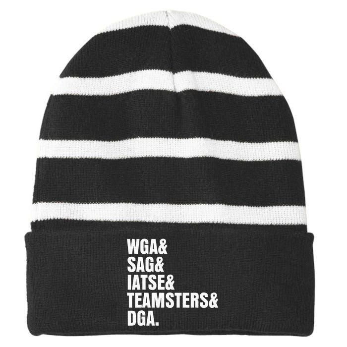 Writers Guild Of America On Strike Striped Beanie with Solid Band