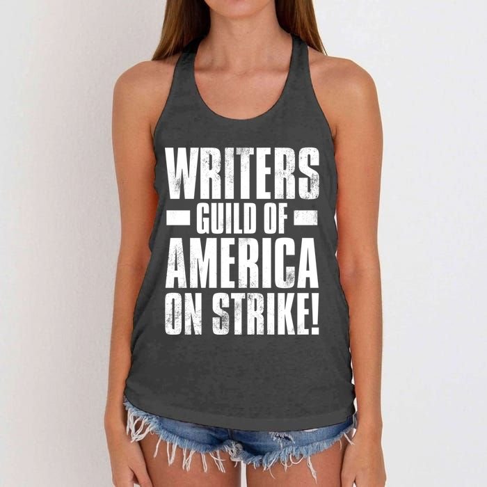 Writers Guild Of America On Strike Women's Knotted Racerback Tank