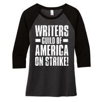 Writers Guild Of America On Strike Women's Tri-Blend 3/4-Sleeve Raglan Shirt