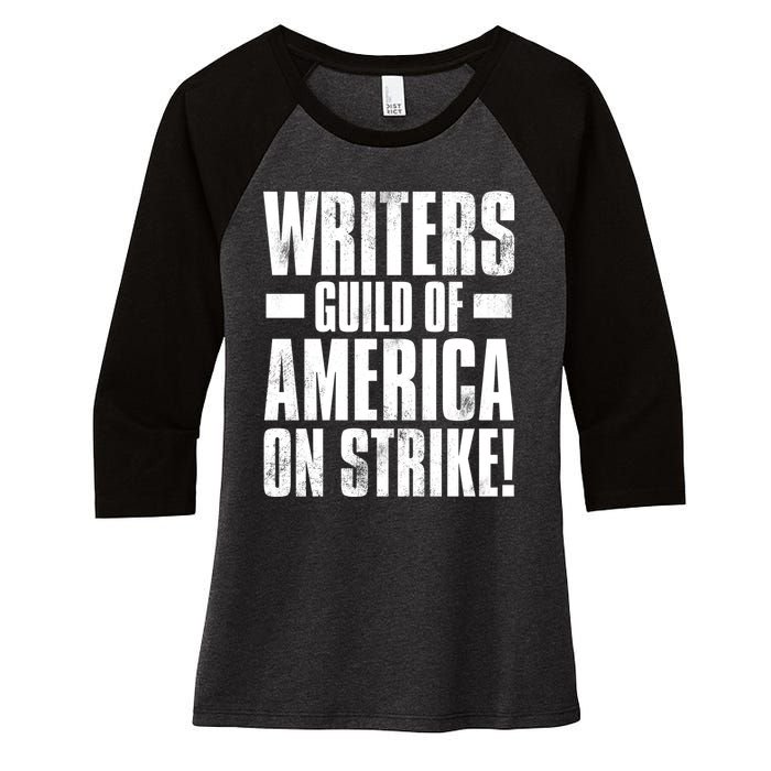 Writers Guild Of America On Strike Women's Tri-Blend 3/4-Sleeve Raglan Shirt