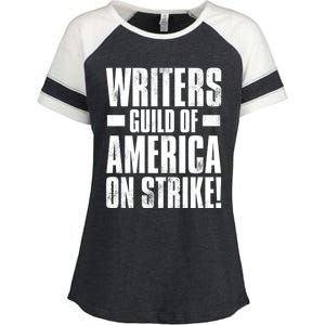 Writers Guild Of America On Strike Enza Ladies Jersey Colorblock Tee