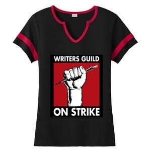 Writers Guild Of America On Strike Ladies Halftime Notch Neck Tee