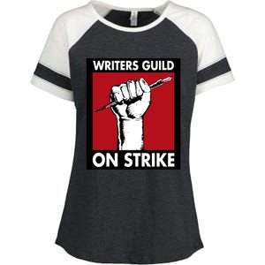 Writers Guild Of America On Strike Enza Ladies Jersey Colorblock Tee