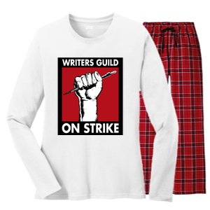 Writers Guild Of America On Strike Women's Long Sleeve Flannel Pajama Set 