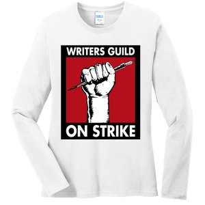 Writers Guild Of America On Strike Ladies Long Sleeve Shirt