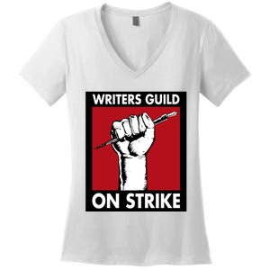 Writers Guild Of America On Strike Women's V-Neck T-Shirt