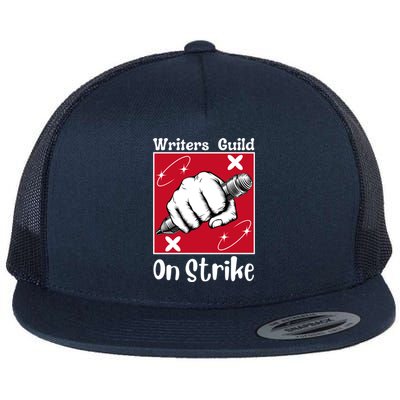 Writers Guild Of America On Strike Flat Bill Trucker Hat