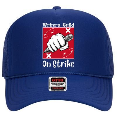 Writers Guild Of America On Strike High Crown Mesh Back Trucker Hat