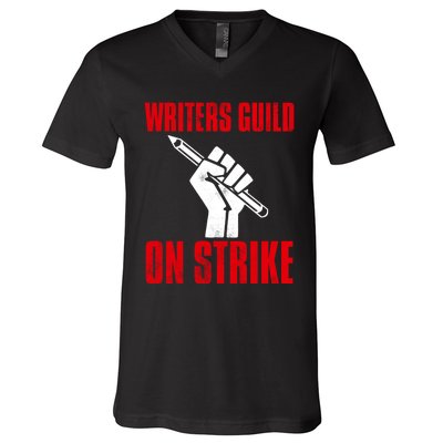 Writers Guild Of America On Strike V-Neck T-Shirt