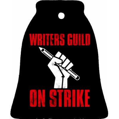 Writers Guild Of America On Strike Ceramic Bell Ornament