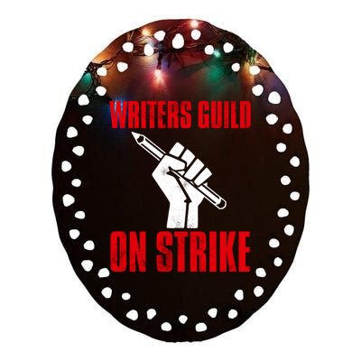 Writers Guild Of America On Strike Ceramic Oval Ornament