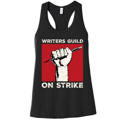 Writers Guild Of America On Strike Anti AI Chatbots WGA Women's Racerback Tank