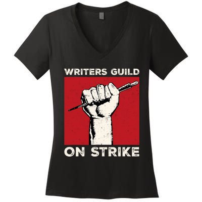 Writers Guild Of America On Strike Anti AI Chatbots WGA Women's V-Neck T-Shirt