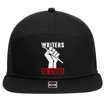 Writers Guild Of America On Strike Anti AI Chatbots WGA 7 Panel Mesh Trucker Snapback Hat