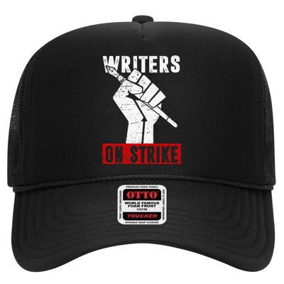 Writers Guild Of America On Strike Anti AI Chatbots WGA High Crown Mesh Back Trucker Hat