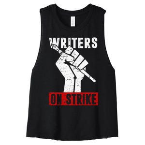 Writers Guild Of America On Strike Anti AI Chatbots WGA Women's Racerback Cropped Tank