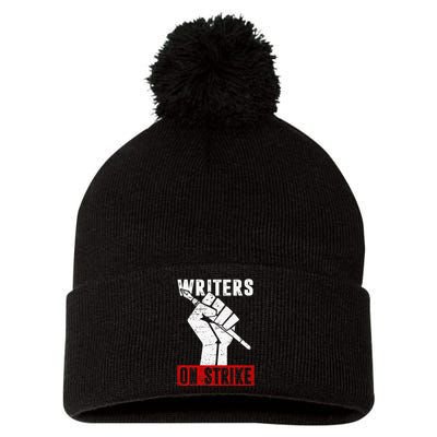 Writers Guild Of America On Strike Anti AI Chatbots WGA Pom Pom 12in Knit Beanie